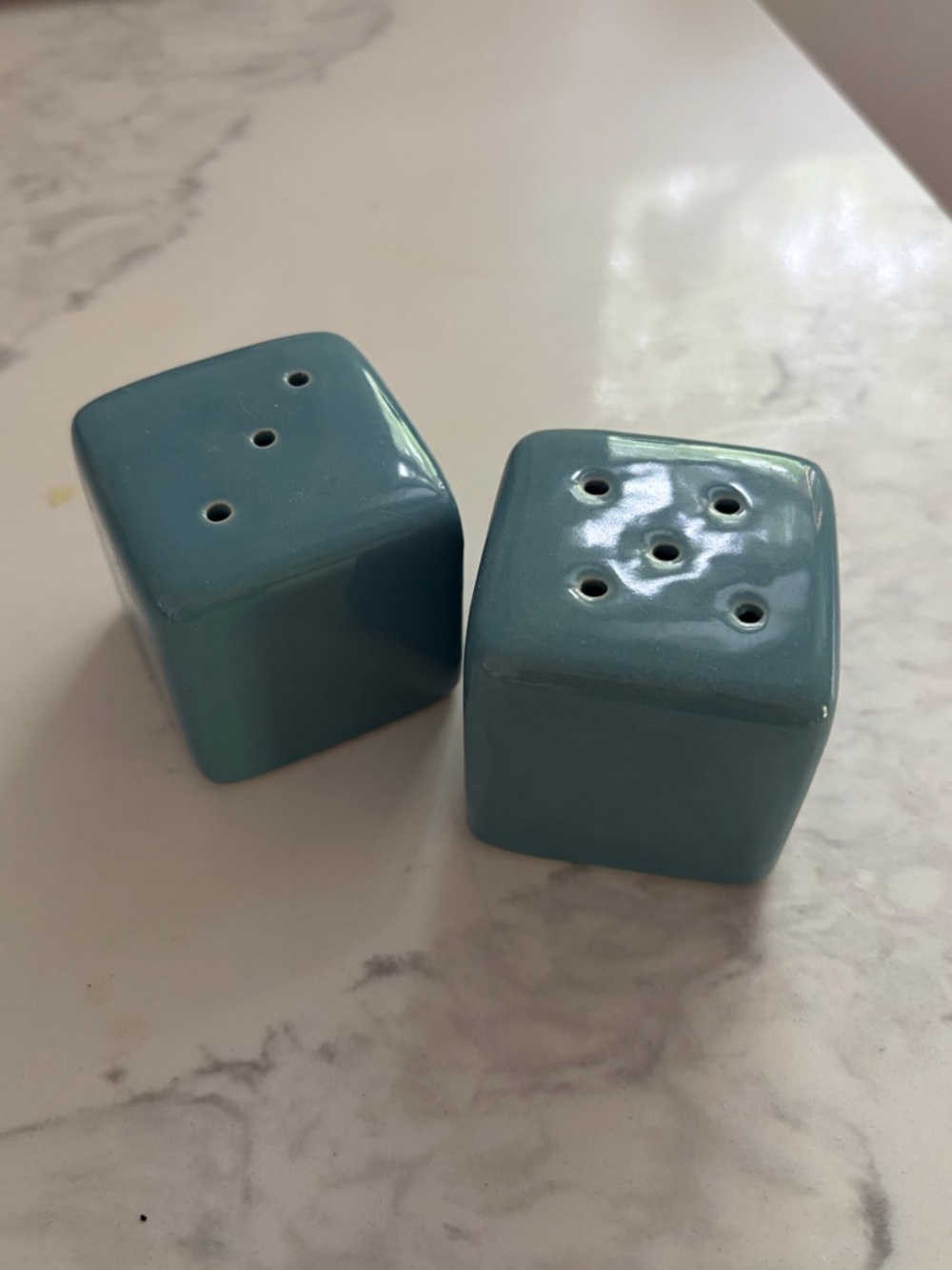 Ceramic Blue Dice Salt and Pepper Shaker Set